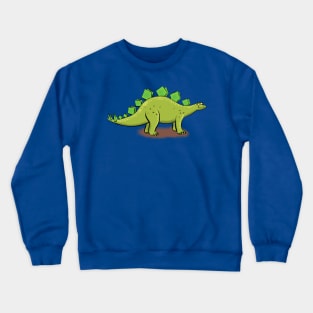 Happy stegosaurus dinosaur cartoon illustration Crewneck Sweatshirt